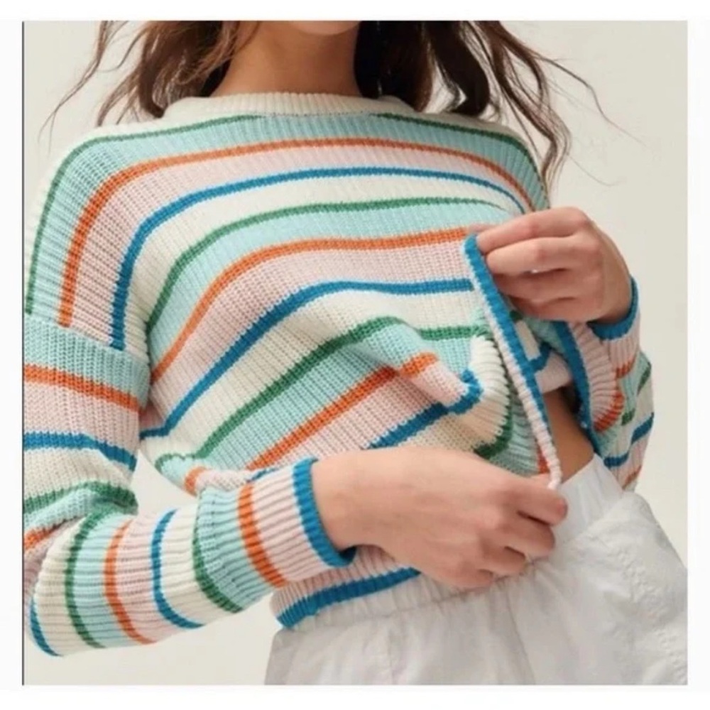 Urban Outfitters Green and Blue Crew Neck Sweater
